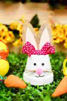 Cute Upcycled Flower Pot Easter Bunny Decoration