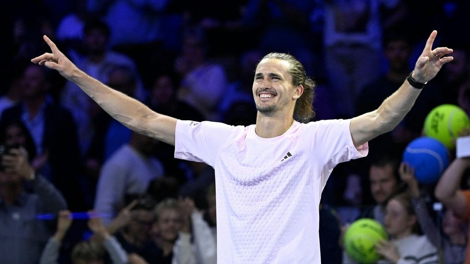 Germany's Alexander Zverev celebrates after his match against the Netherlands ' Tallon Griekspoor (AFP)