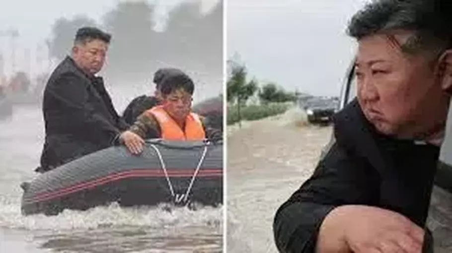 Pemimpin tertinggi Korea Utara Kim Jon-un saat datang ke berbagai lokasi banjir yang terjadi di negaranya pada Juli 2024 lalu. - (Google/-)