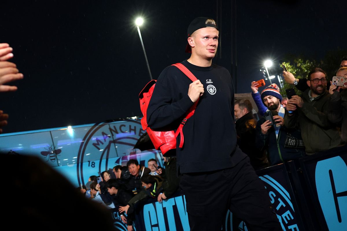 Erling Haaland was an unused substitute during Manchester City's 5-1 win vs AEK Athens
