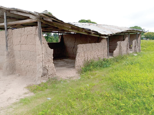 One of the dilapidated temporary structures no longer in use