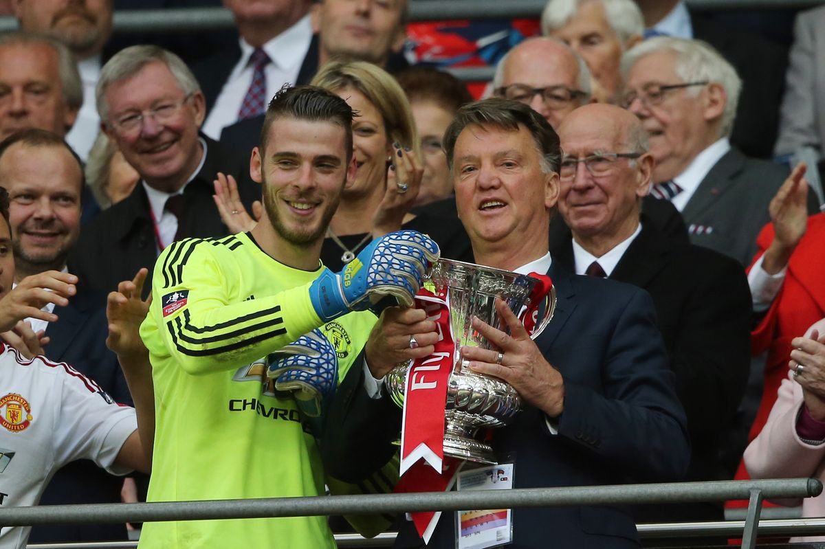 Louis van Gaal after winning the FA Cup