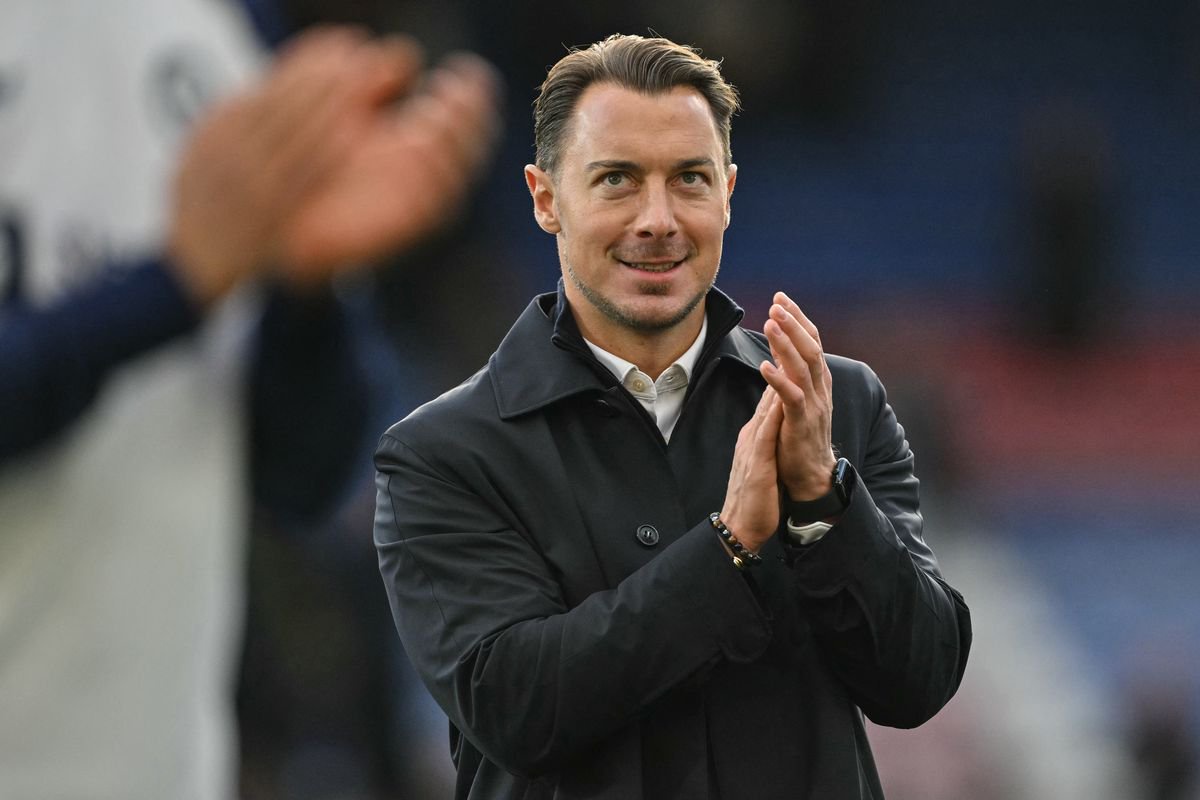 Newcastle head coach Matthias Jaissle thanks the away end after Newcastle's 2-0 win over Crystal Palace