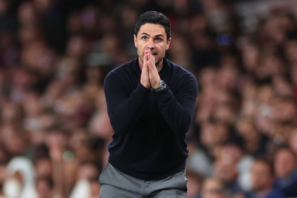 Mikel Arteta Manager / Head Coach of Arsenal reacts during the UEFA Champions League 2025/26 Quarter-Final Second Leg match between Arsenal FC and Sporting Clube de Portugal