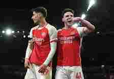 Arsenal players Kai Havertz and Declan Rice