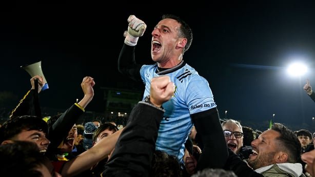 23 October 2026; Edenork St.Malachy's goalkeeper Niall Morgan celebrates after winning the Tyrone County Senior Club Football Championship final replay match between Edendork St Malachy's and Errigal Ciarán at O'Neill's Healy Park in Omagh, Tyrone. Photo by David Fitzgerald/Sportsfile