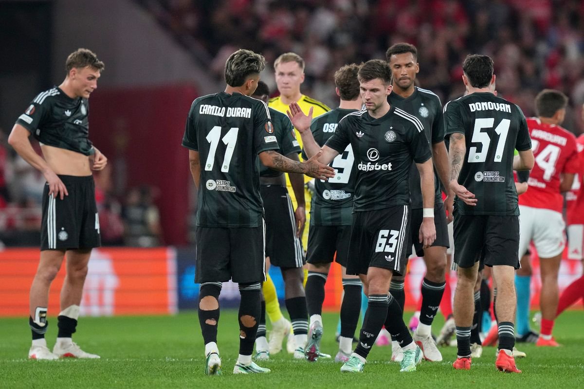 Celtic players at full-time