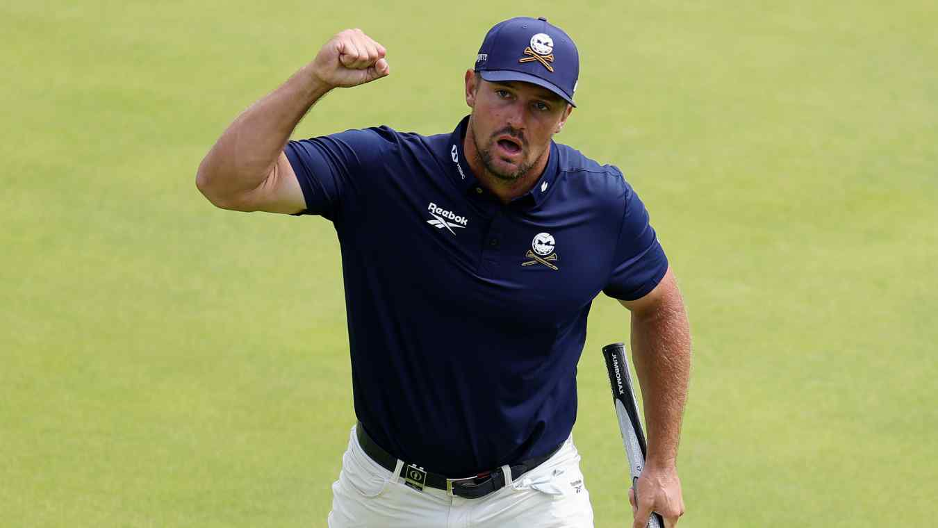 Bryson DeChambeau celebrates during the 2025 Open Championship at Royal Portrush