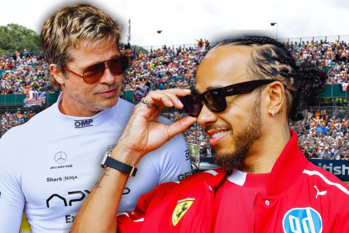 brad pitt, lewis hamilton, ferrari, apx gp, silverstone, f1 movie — Photo: © IMAGO