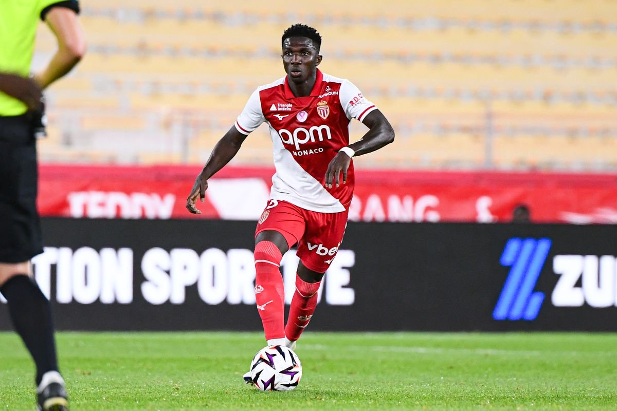 Lamine CAMARA of Monaco during Ligue 1 McDonald's match between Monaco and Toulouse at Stade Louis II on October 10, 2026 in Monaco, Monaco. (Photo by Philippe Lecoeur/Icon Sport via Getty Images)