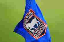 An Ipswich Town club badge on a corner flag at Portman Road the home stadium of Ipswich Town before the Sky Bet League One match between Ipswich To...