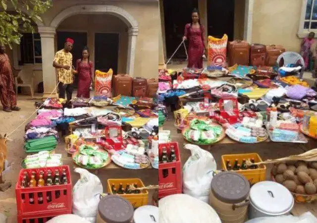 Reactions As Happy Bride Shows Off Goat and Other Items Her Received Alongside Bride Price [Photos]