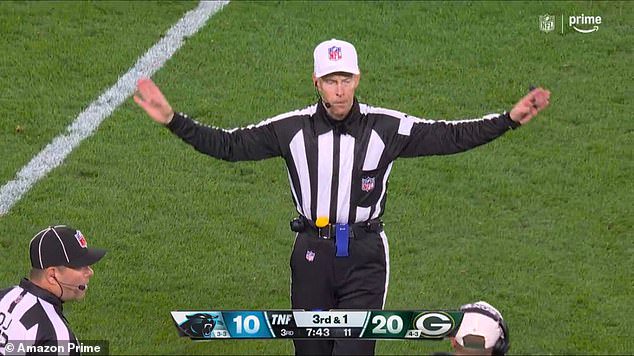 The referee stops the game in its tracks after being notified of a drone breaching the perimeter