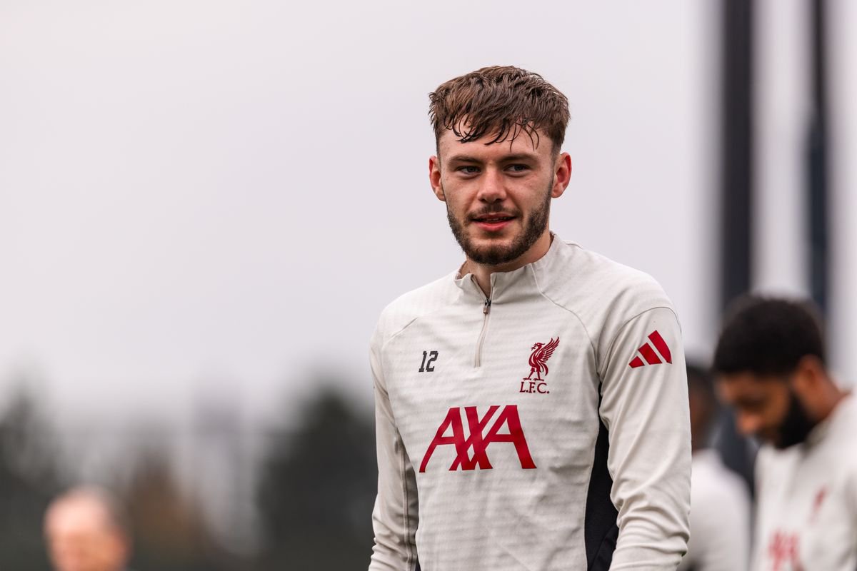 Conor Bradley during a Liverpool training session.