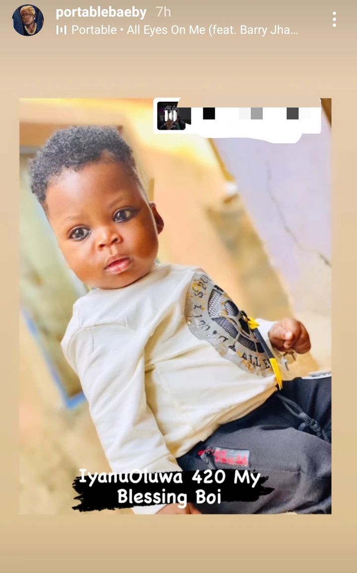 Upcoming Singer, Portable 'Zazu Zehh' Reveals The Faces of His Beautiful "Wife" and Son