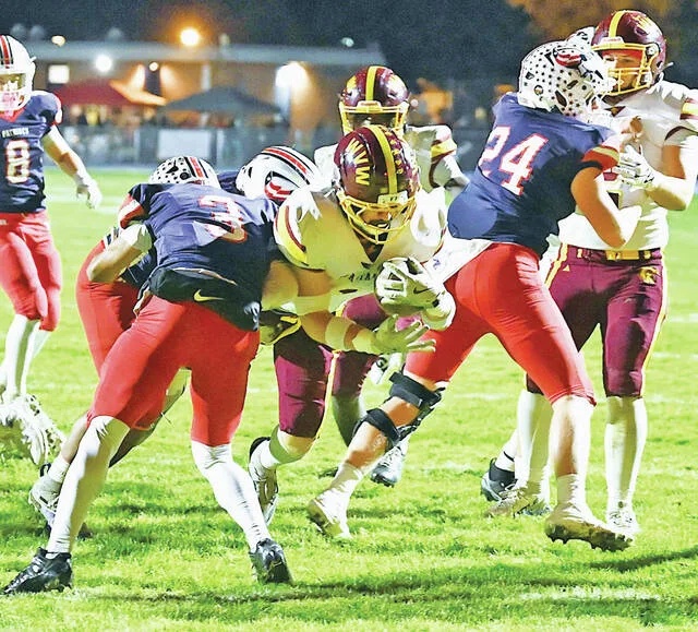 <p>Wyoming Valley West’s Gadgidas Reisinger puts his head down to get into the end zone for a 6-yard TD against Pittston Area.</p>
                                 <p>Tony Callaio | For Times Leader</p>