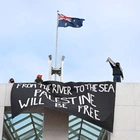 Pro-Palestine protesters scale roof of Australia’s Parliament House