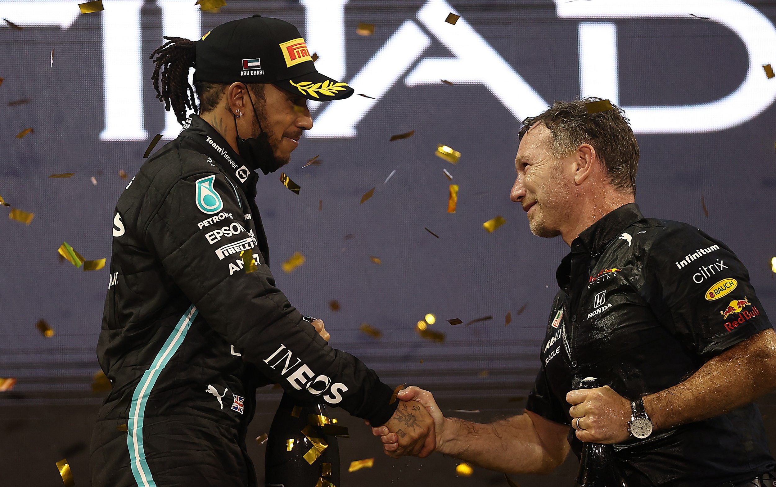 Christian Horner and Lewis Hamilton