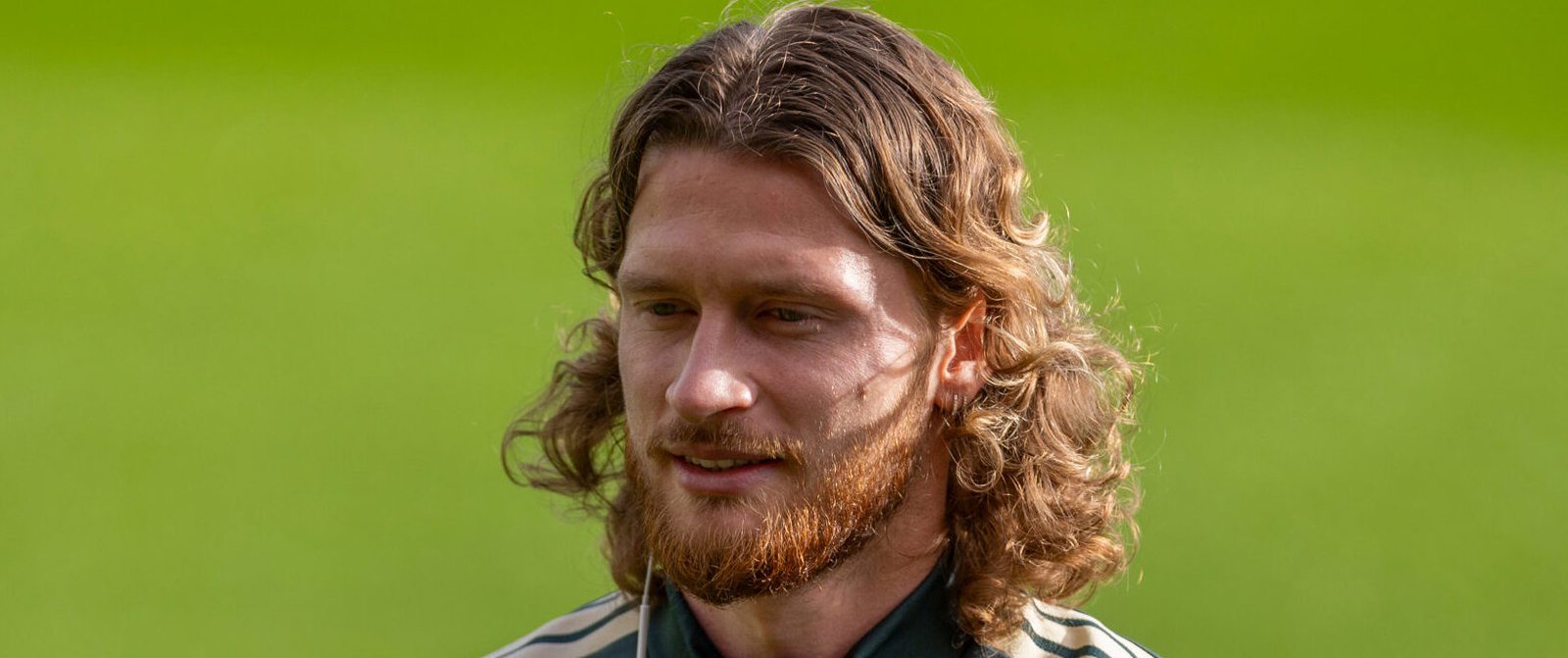 Kasper Hogh of Celtic in training gear at Fir Park before the Scottish Premiership match against Motherwell