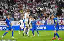 England in action against Slovakia last night in their round 16 match of the Euros