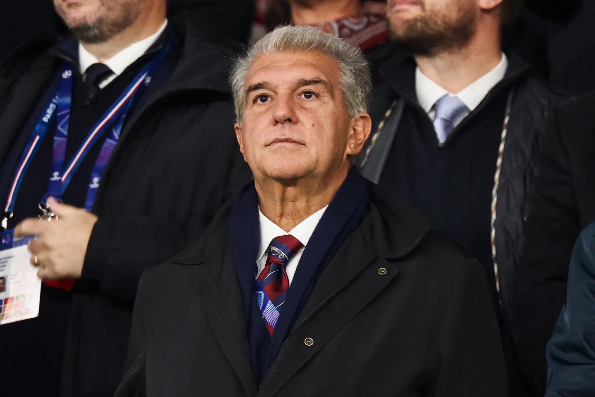 FC Barcelona's President Joan Laporta looks on.