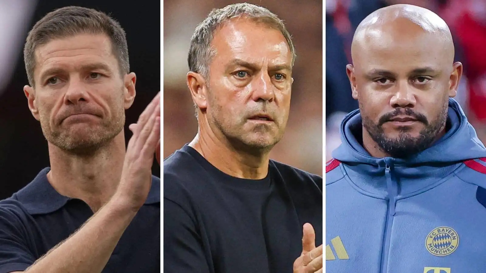 Chelsea manager Xabi Alonso, Barcelona manager Hansi Flick, Bayern Munich manager Vincent Kompany