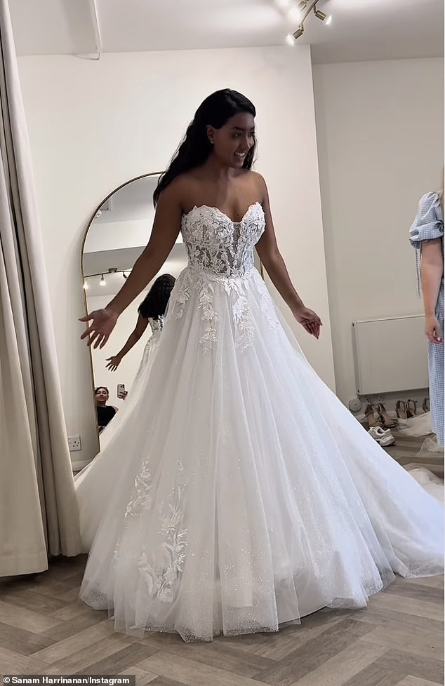 Trying on a number of dresses at Lotte Rose Bridal, in Bedford, Sanam shared some of her favourites in an Instagram update