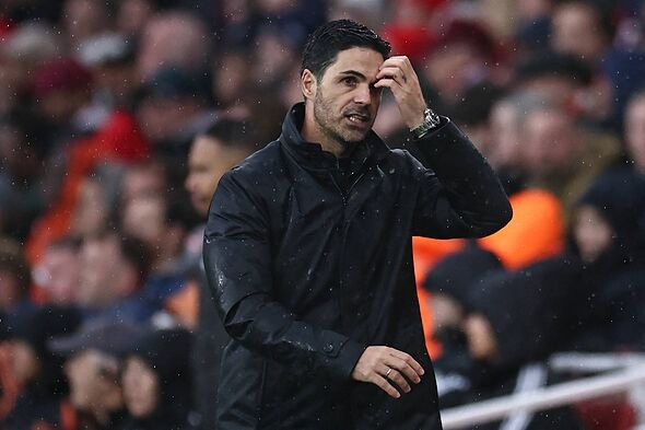 Arsenal's Spanish manager Mikel Arteta reacts on the touchline during the English Premier League football match between Arsenal 