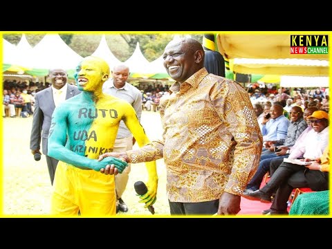 Ruto finally meets the UDA painted man in Nyeri - YouTube