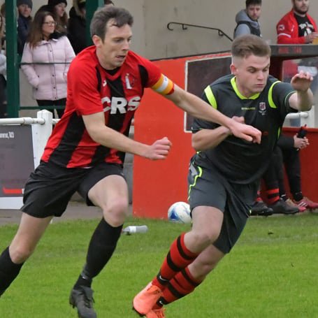 Eben Harding (left) - back in Watchet's side.