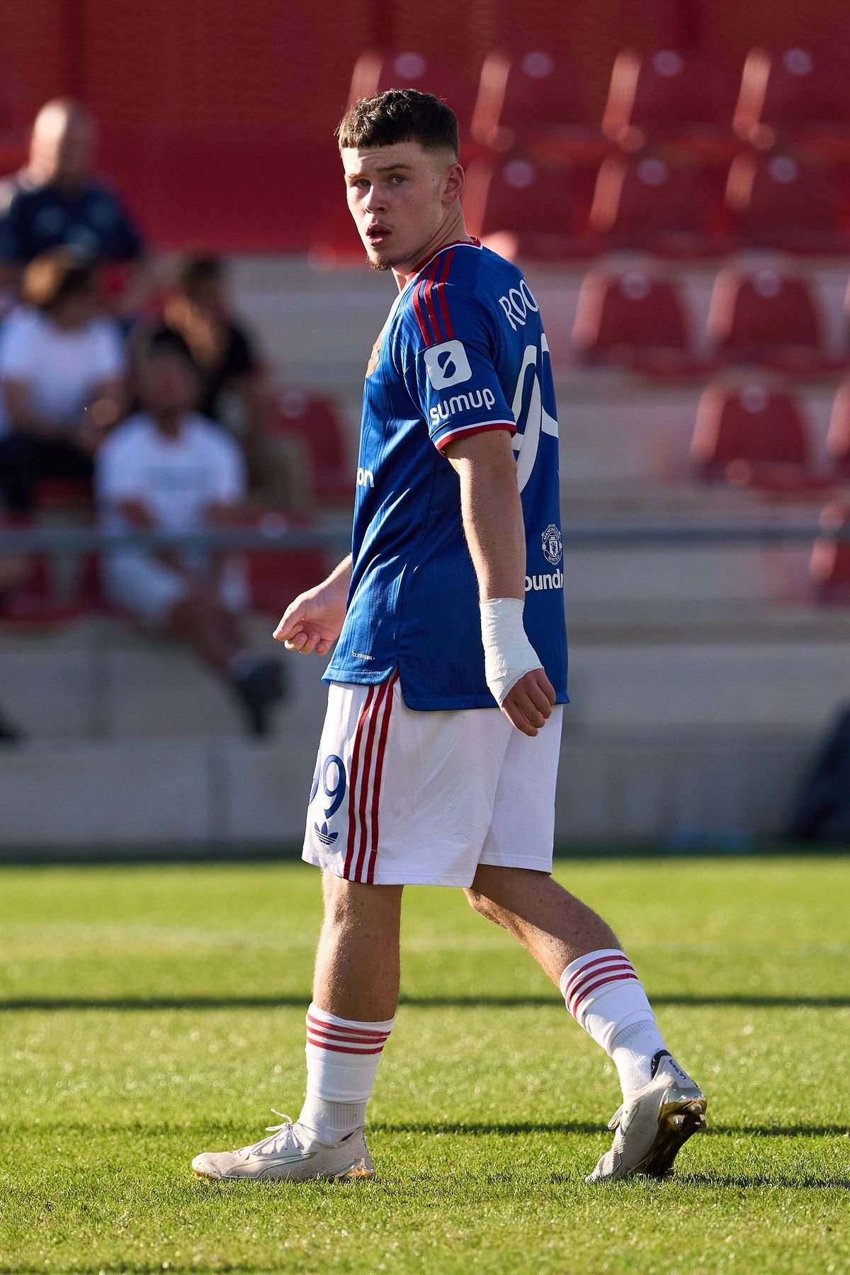 MADRID, SPAIN - OCTOBER 13: Kai Rooney of Manchester United looks on during the UEFA Youth League 2026/27 MD2 match between Atletico de Madrid U19 and Manchester United U19 at Atletico de Madrid Centro Deportivo Alcala de Henares on October 13, 2026 in Madrid, Spain. (Photo by Manchester United/Manchester United via Getty Images)