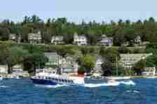 Shepler's Ferry leaving Mackinac Island on Lake Huron on July 15, 2011.