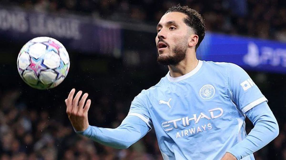 Rayan Cherki during a Manchester City match