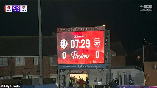 Play was delayed for over eight minutes after the drone was spotted at Highbury Stadium