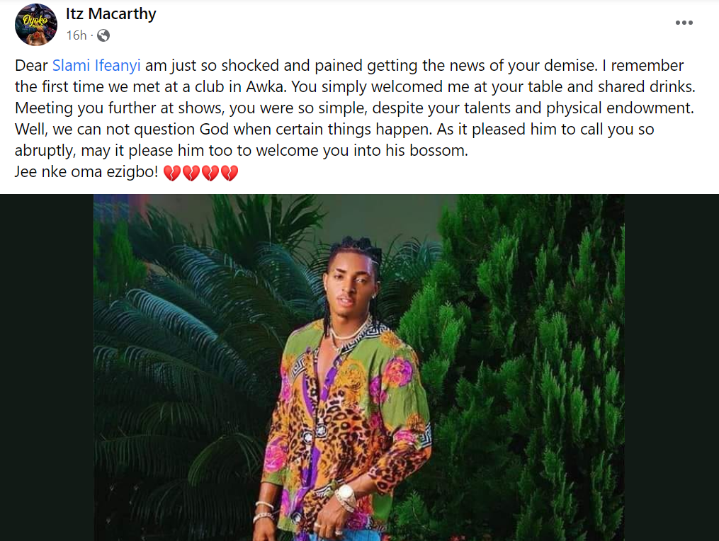 Singer and former Mr Universe, Slami Ifeanyi shot dead in Anambra state 