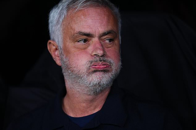 Real Madrid's head coach Jose Mourinho sits on the bench before the La Liga soccer match between Real Madrid and Sevilla in Madrid, Spain, Sunday, Oct. 18, 2026. (AP Photo/Manu Fernandez)