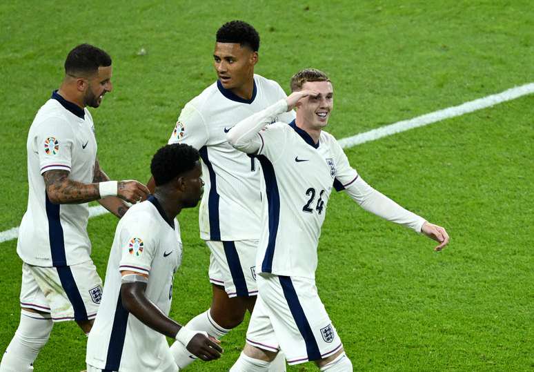 Palmer comemora o gol de empate da Inglaterra contra a Espanha na final da Euro