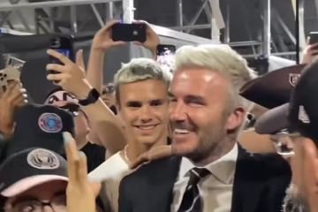 David Beckham & son Romeo look like twins with bleached platinum blond hair