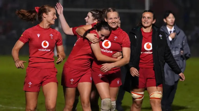 Wales celebrate beating Japan
