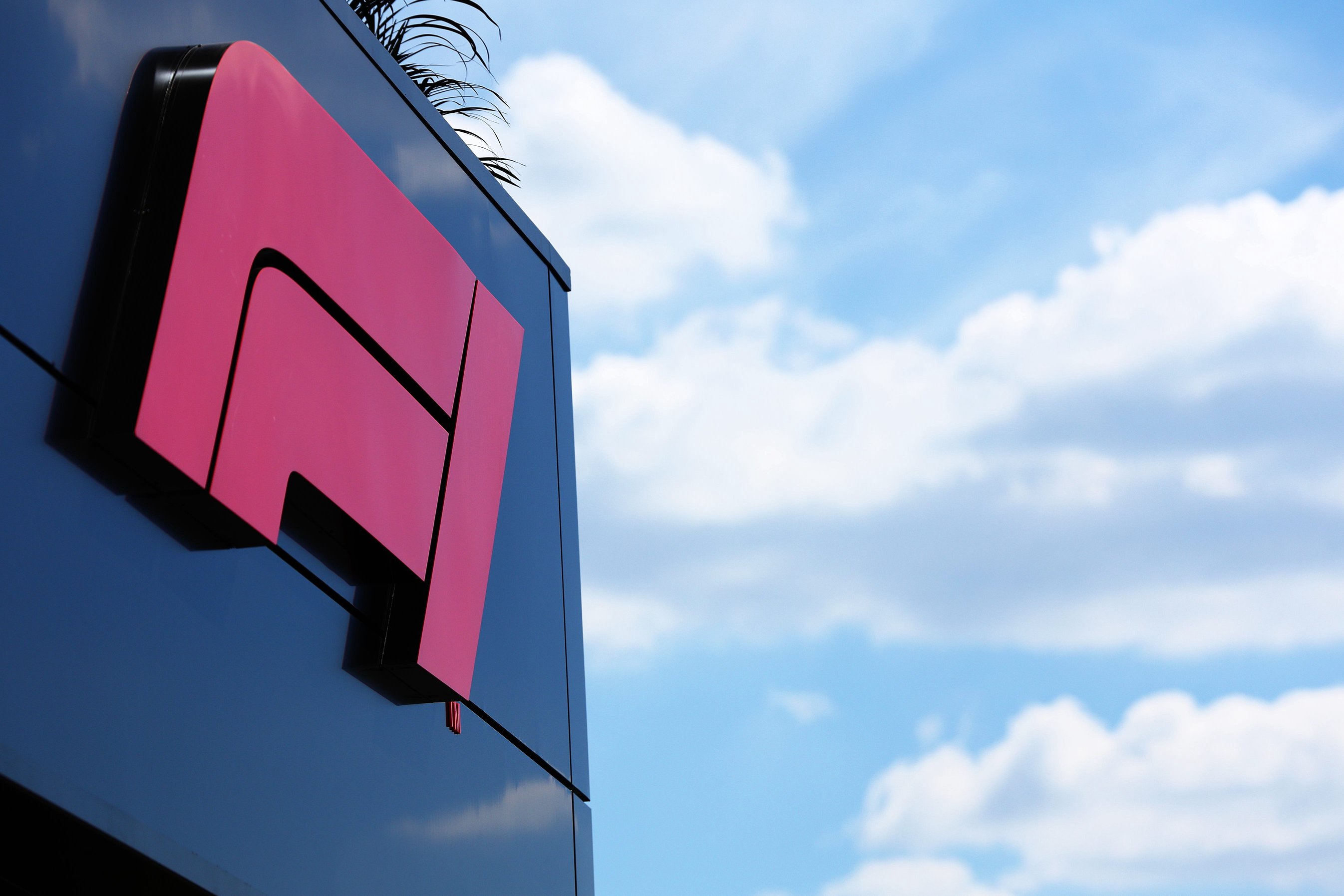 The F1 logo is pictured in the paddock during previews ahead of the F1 Grand Prix of Belgium at Circuit de Spa-Francorchamps on August 25, 2022 in Spa, Belgium.