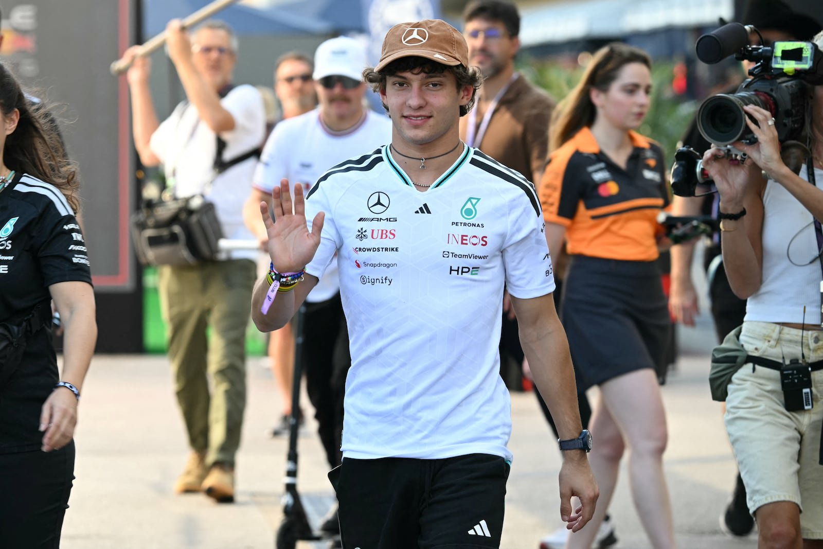 Kimi Antonelli could become the youngest ever F1 champion in Austin this weekend. Photograph: Ronaldo Schemidt/AFP via Getty Images