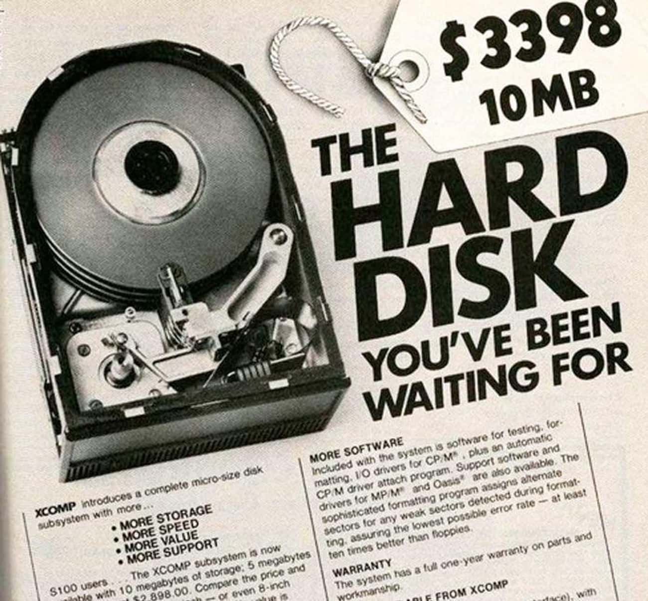 XComp 10MB Hard Disk: $3,398.00
