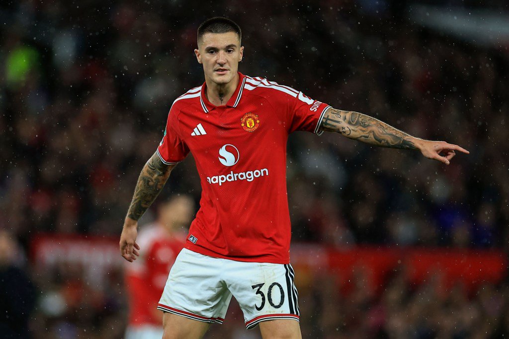 Benjamin Sesko of Manchester United during the EFL Cup match against Brighton and Hove Albion.