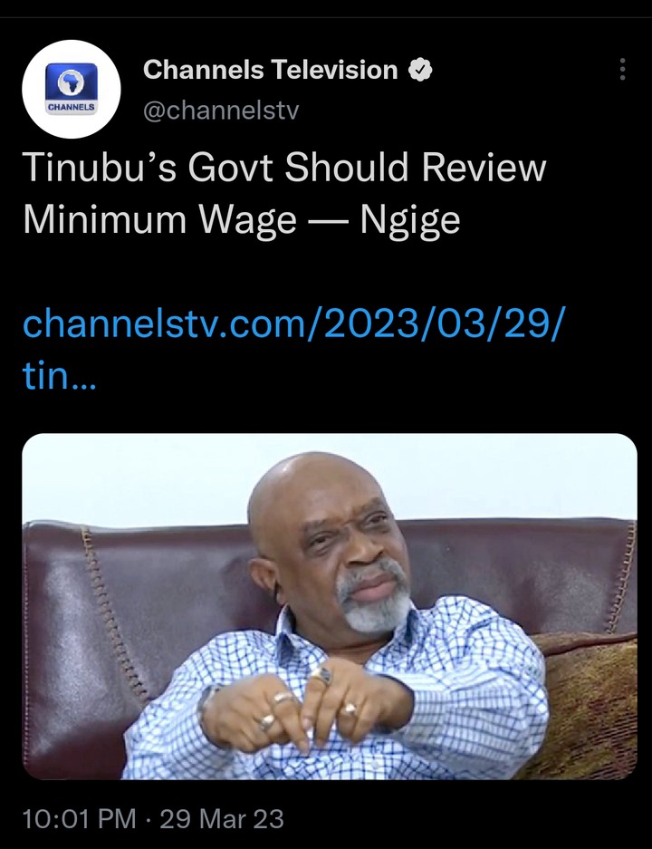 Today's Headlines: Tinubu's Govt Should Review Minimum Wage- Ngige, Ortom Concedes Defeat, Withdraws Petition Against Titus Zam