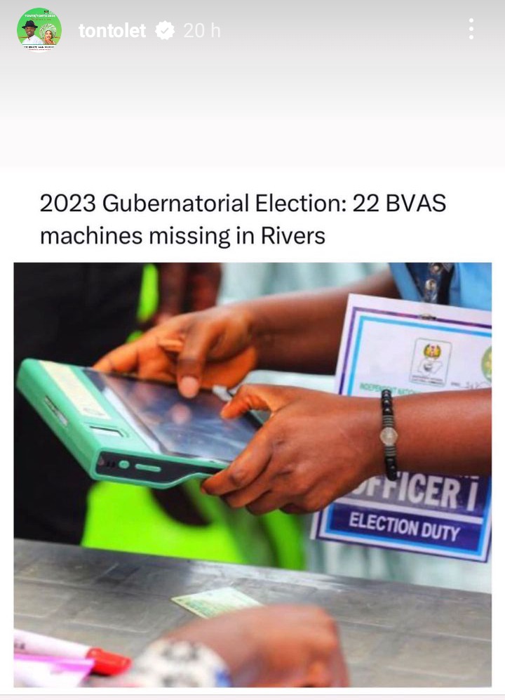 Rivers Guber Polls: 22 BVAS Machines Missing In Rivers State - Tonto Dikeh