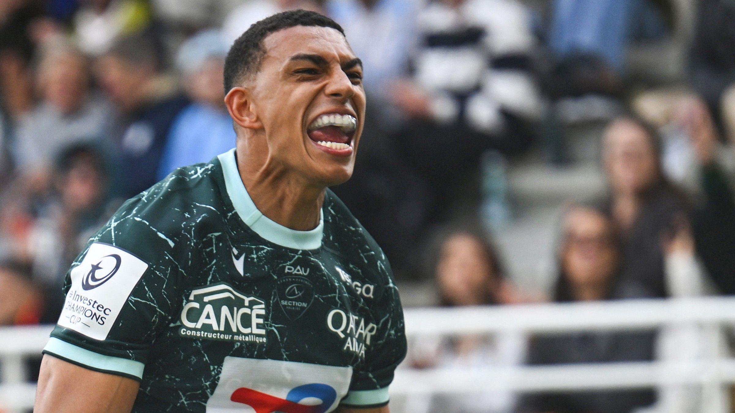 Aaron Grandidier Nkanang celebrates