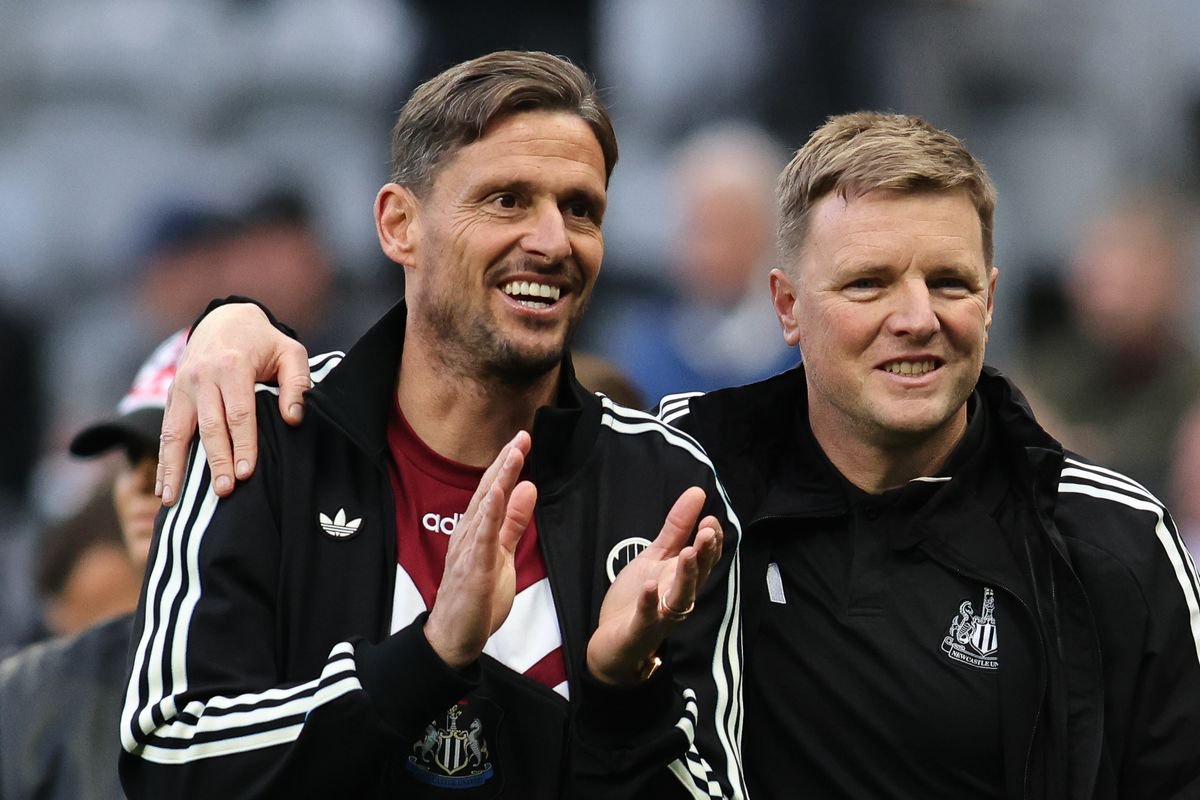 Jason Tindall, Assistant Manager of Newcastle United, and Eddie Howe, Manager of Newcastle