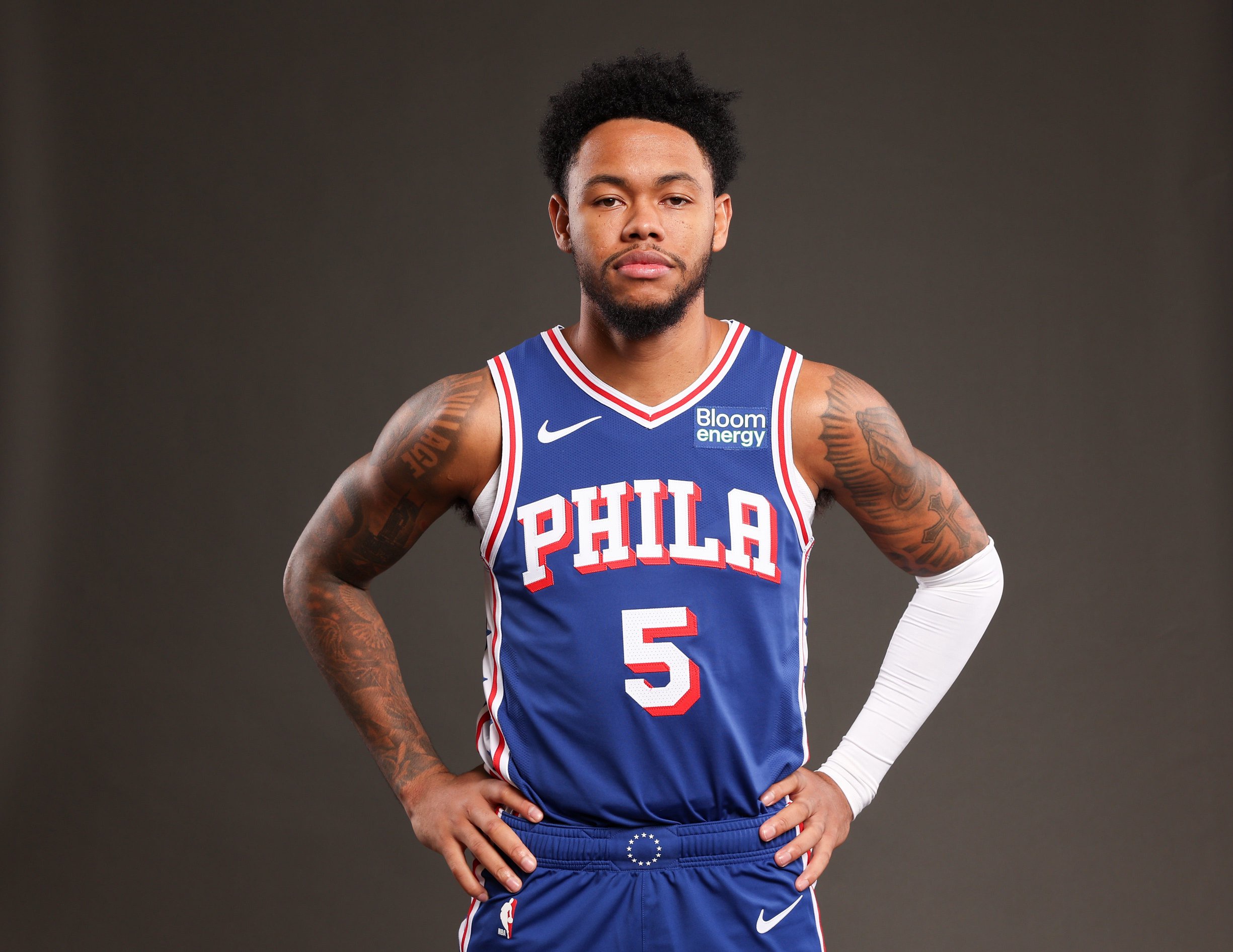Sep 28, 2026; Camden, NJ, USA; Philadelphia 76ers Anfernee Simons poses for a photo during media day. Mandatory Credit: Bill Streicher-Imagn Images