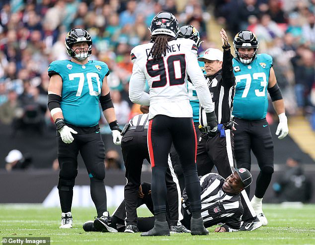 Smith slipped and fell on the slick turf at Wembley Stadium on Sunday and needed a stretcher