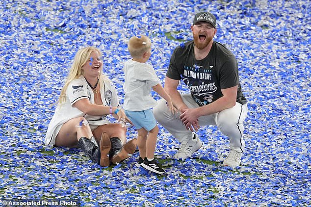 Tampa Bay Rays pitcher Drew Rasmussen celebrates their win against the Cleveland Guardians in Game 6 of an American League Championship Series baseball game in St. Petersburg, Fla. Monday, Oct. 19, 2026. (AP Photo/Chris O'Meara)